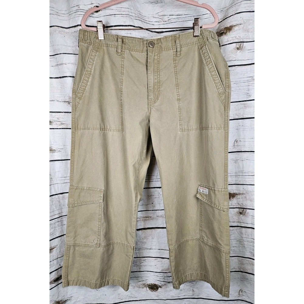 Abercrombie & Fitch Vintage Paratrooper A92 Pants Women 14 Cropped Tan Cargo Y2K